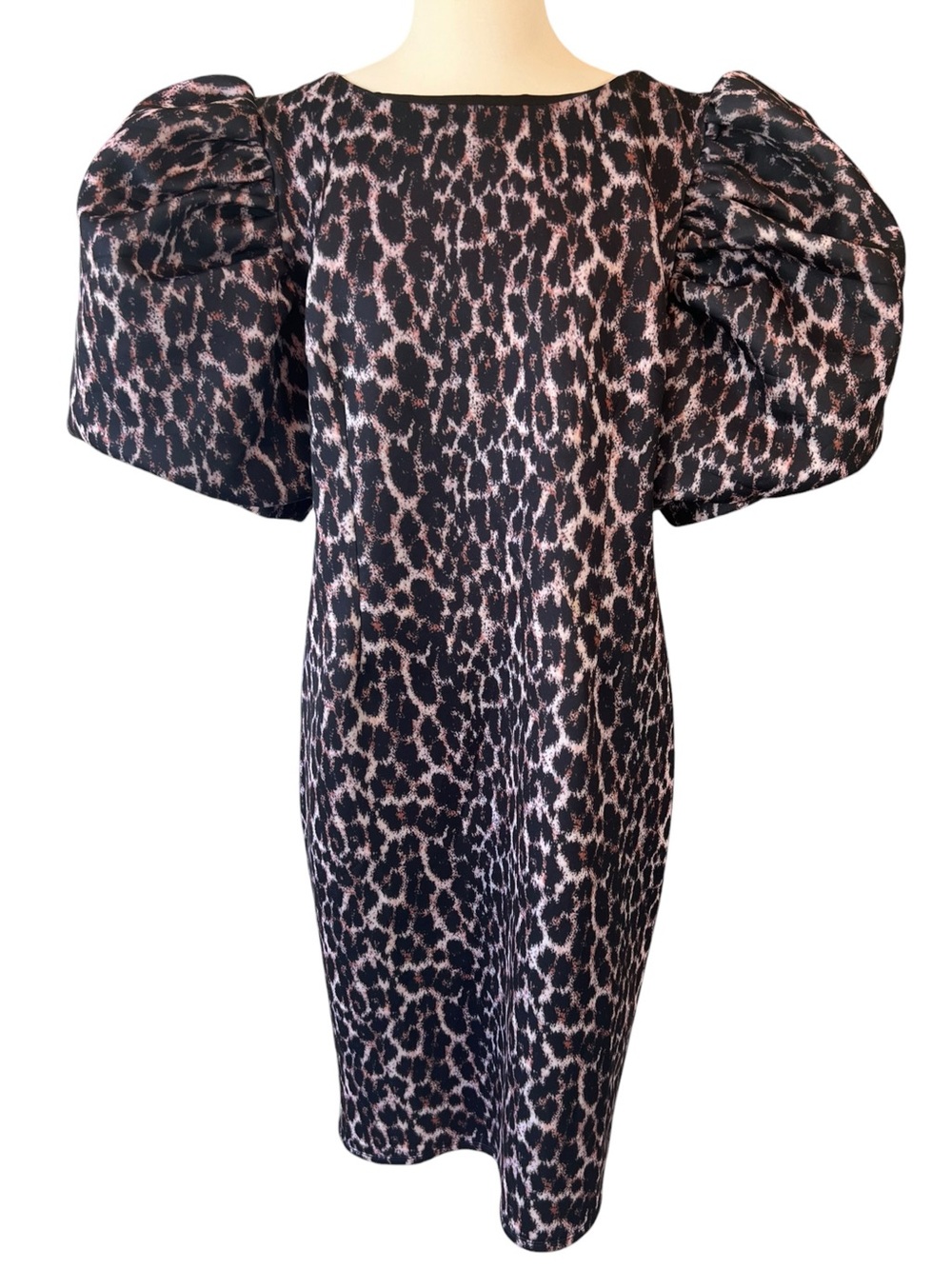 Ashro leopard print puff sleeve shift dress